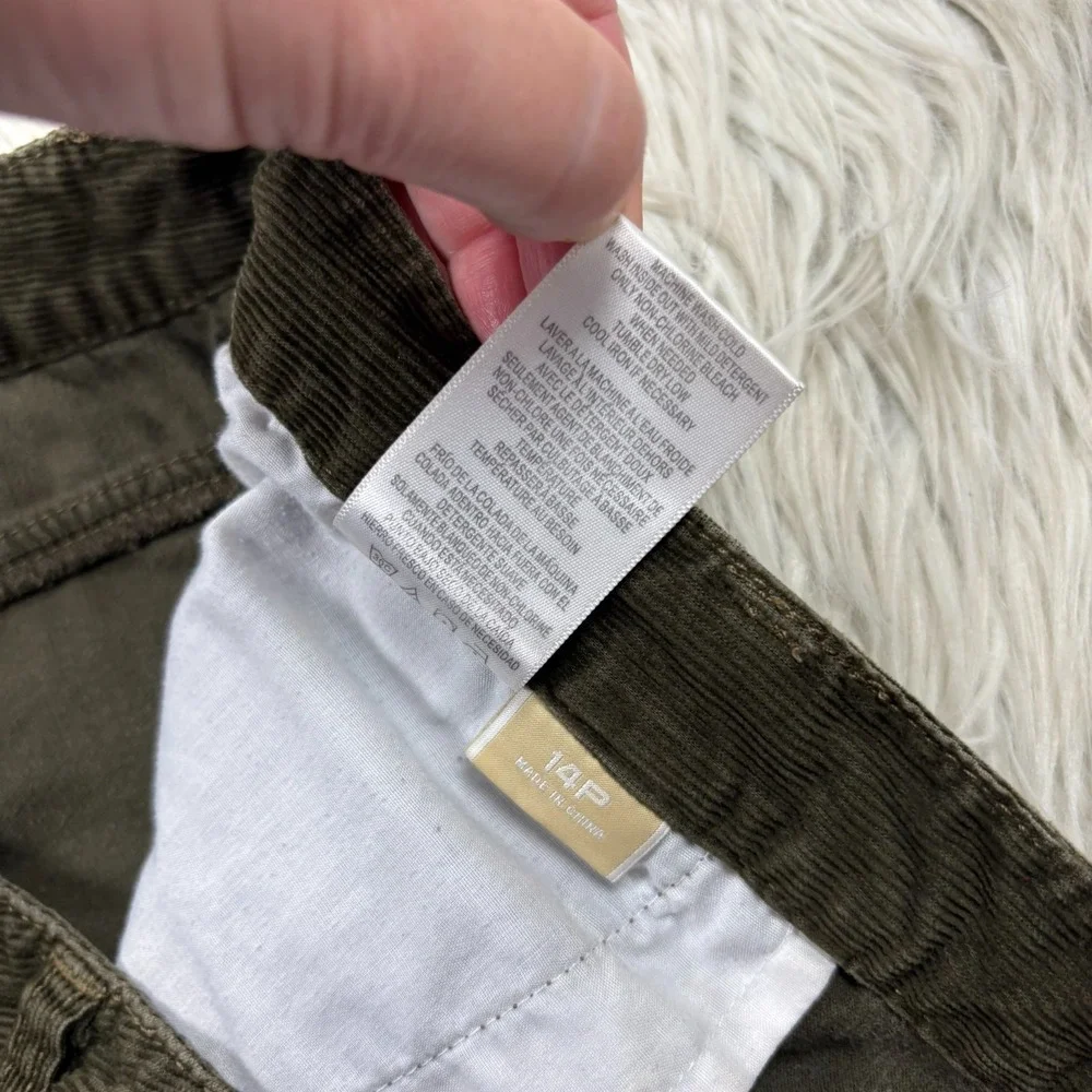 Michael Kors Women's 14P Olive Green Straight‎ Leg Corduroy Pants